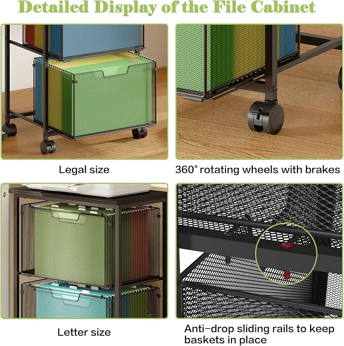Sbanmao Letter/Legal Rolling File Cart - Image 6