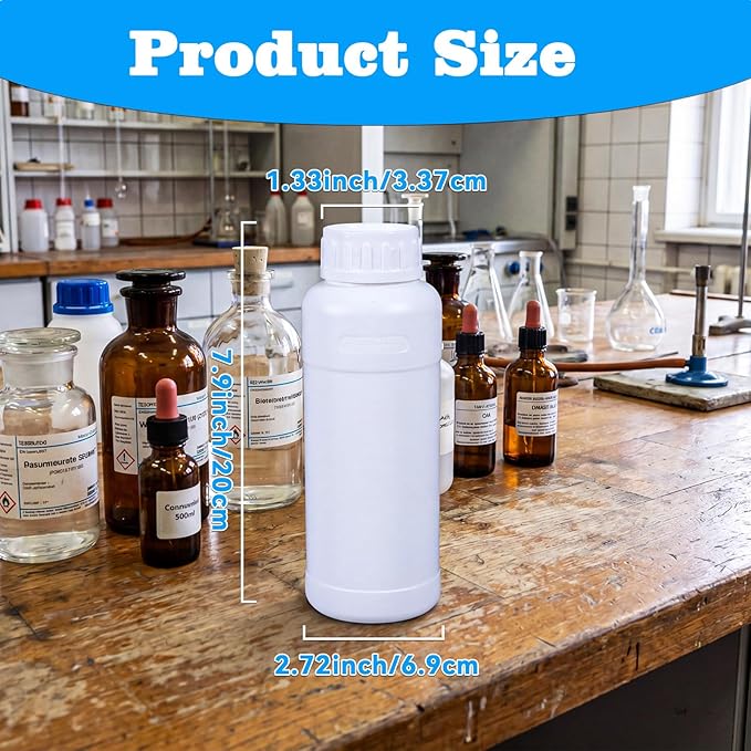 4 Pack 16 oz Fluorinated HDPE Chemical Storage Bottles - Image 2