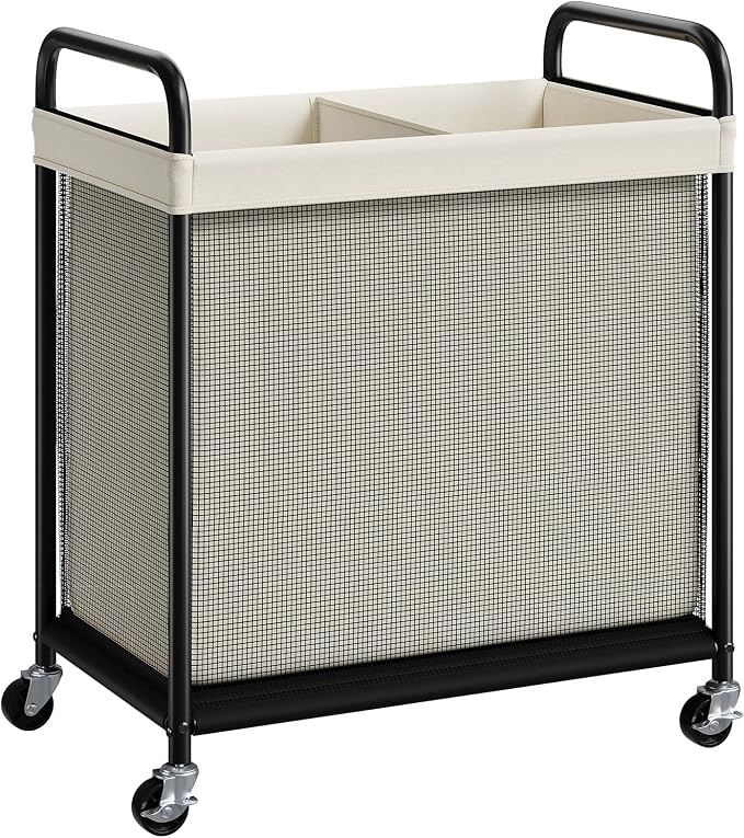 ELYKEN Laundry Hamper 2 Section, 100L Rolling Laundry Sorter by ELYKEN