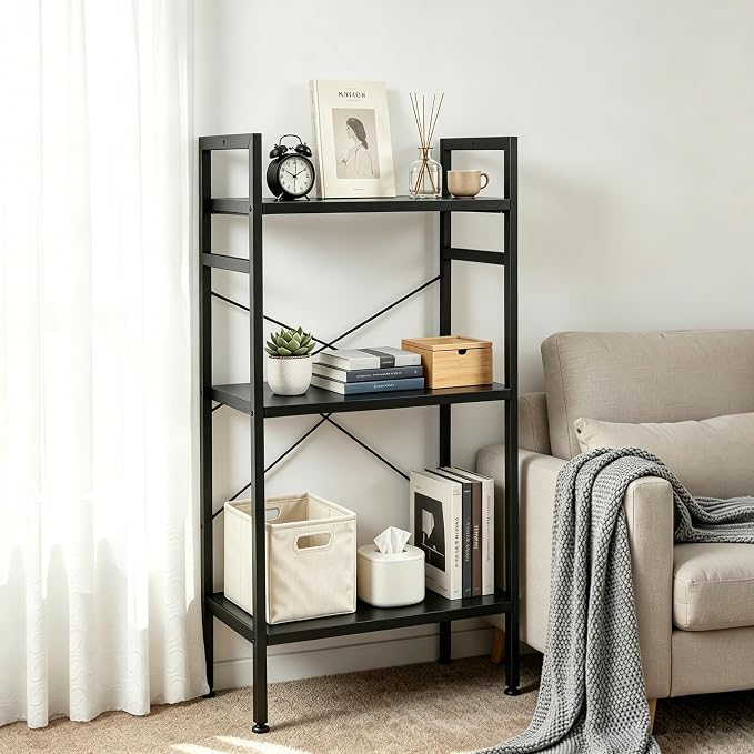 HealSmart 3 Tier Bookshelf, Free Standing Book Shelf Home Office Bookcase Shelf - Image 6