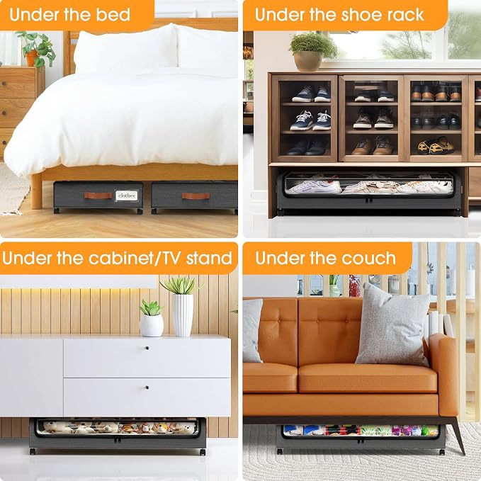 Under Bed Storage with Wheels 2Pack Storage Containers with Clear Window&Label - Image 7