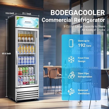 BODEGACOOLER Commercial Merchandiser Refrigerator, 9 Cu.Ft Glass Door Beverage - Image 2