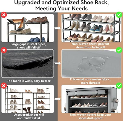 LANTEFUL Shoe Rack with Covers 10 Tier Tall Shoe Rack Organizer Large Capacity - Image 6