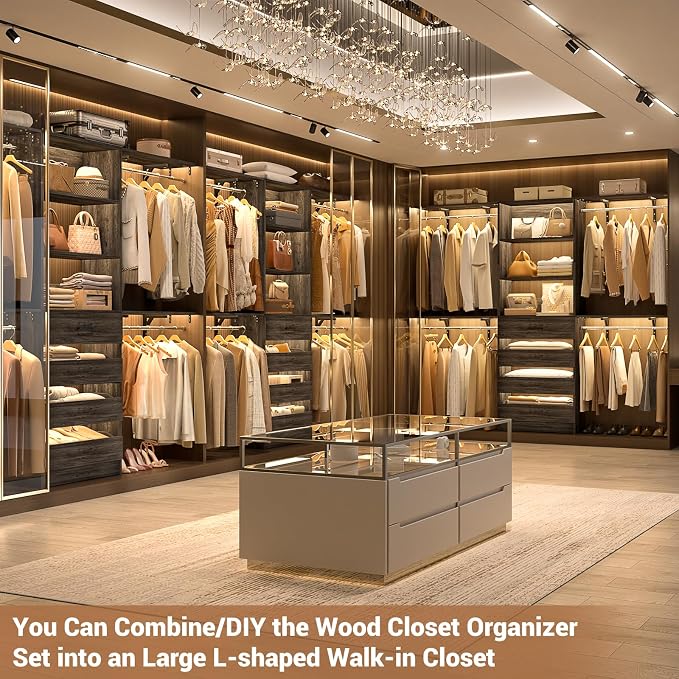 Aheaplus Closet System with 4 Drawers, 8FT Wood Closet Organizer System - Image 2