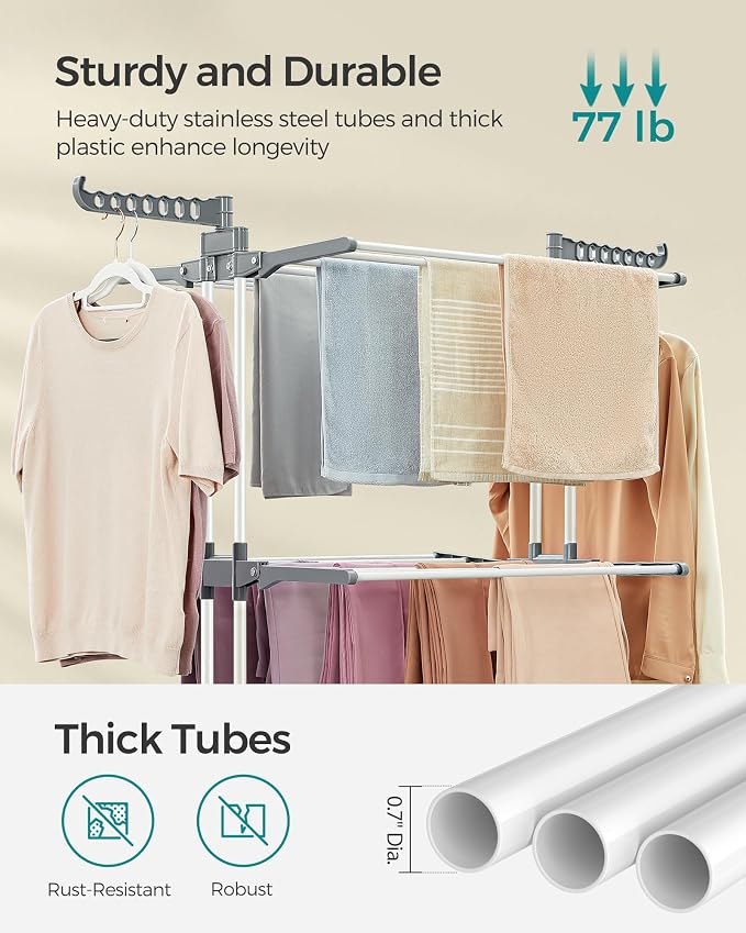 SONGMICS Clothes Drying Rack Stand 4-Tier, Foldable Laundry Drying Rack - Image 4