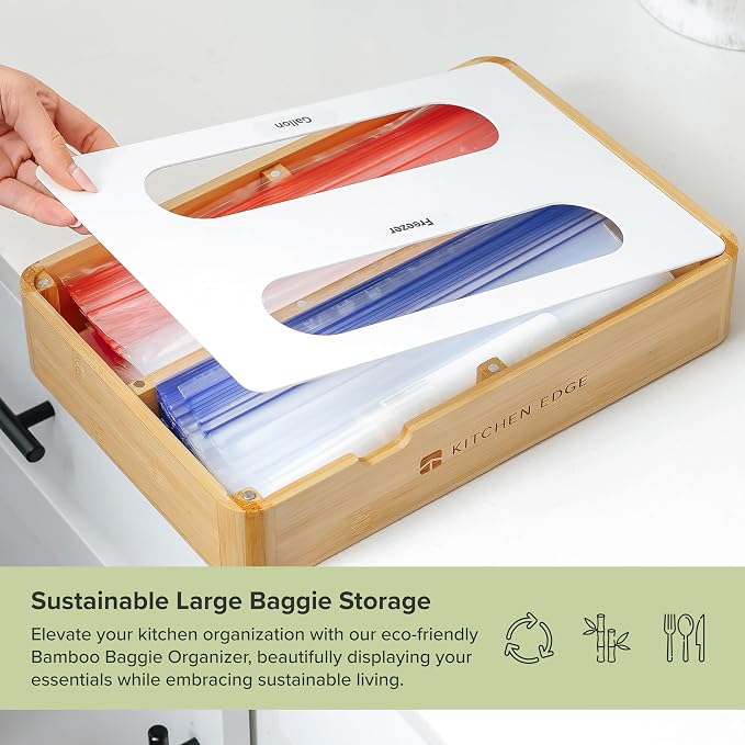 Premium Bag Organizer – Kitchen Edge 2-Slot Bamboo Organizer - Image 5