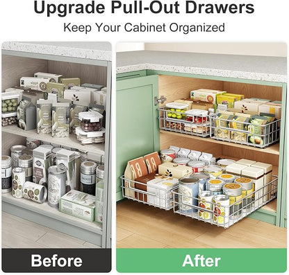 Pull out Cabinet Organizer, Stainless Steel 2-Pack Slide out Drawer - Image 9