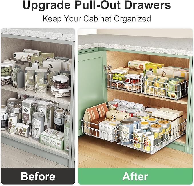 Pull out Cabinet Organizer, Stainless Steel 1-Pack Full-Extension Slide out - Image 7