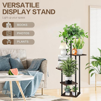 5 Tier Plant Stand Indoor, Thickened Metal Wood Corner Plant Shelf Stands - Image 6