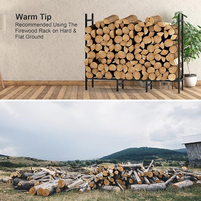 4FT Firewood Rack Indoor Outdoor, Heavy Duty Log Holder Stand - Image 5