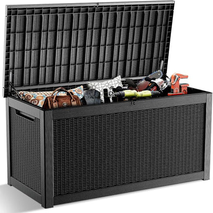 320 Gallon Outdoor Deck Box, Storage Lockable Waterproof Patio Furniture by MAIUSCOLI