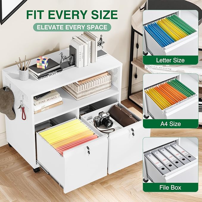 Metal File Cabinet, 2 Drawer Lateral Filing Cabinet - Image 4