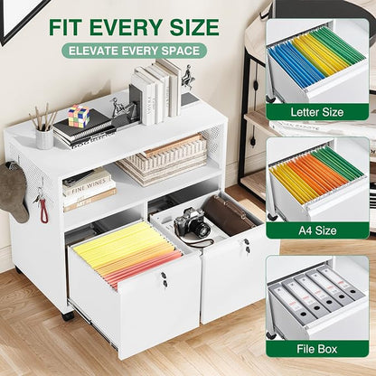 Metal File Cabinet, 2 Drawer Lateral Filing Cabinet - Image 4