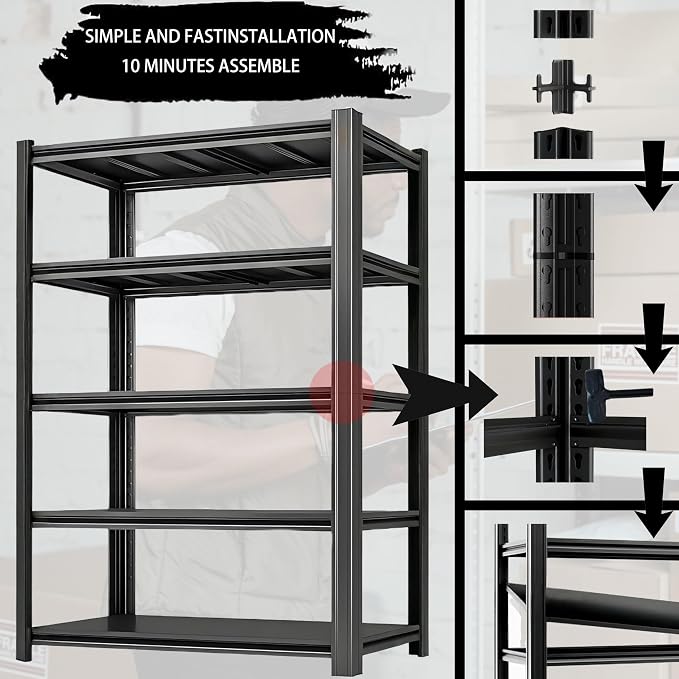 Storage Shelving Unit Adjustable Heavy Duty Garage Shelves 6-Tier Metal - Image 4