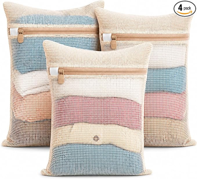 3-piece set extra-large 20×23.6 inch durable organic cotton mesh laundry bags by NAHADS