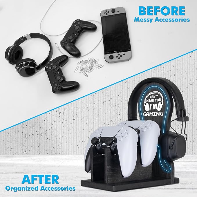 Gamer Gifts Light Up Controller Holder & Headphone Stand - Image 4