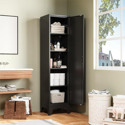 COFaR 67" Metal Pantry Cabinet, Slim Freestanding Cupboard - Image 3