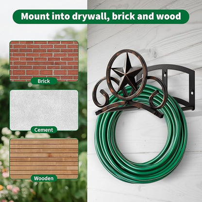 Garden Hose Holder Wall Mounted Decorative, Heavy Duty Metal Hose Hanger - Image 6
