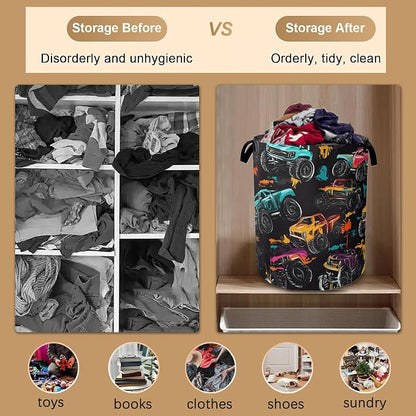 Laundry Hamper, Abstract Truck Laundry Basket, Waterproof Oxford Cloth Storage - Image 5
