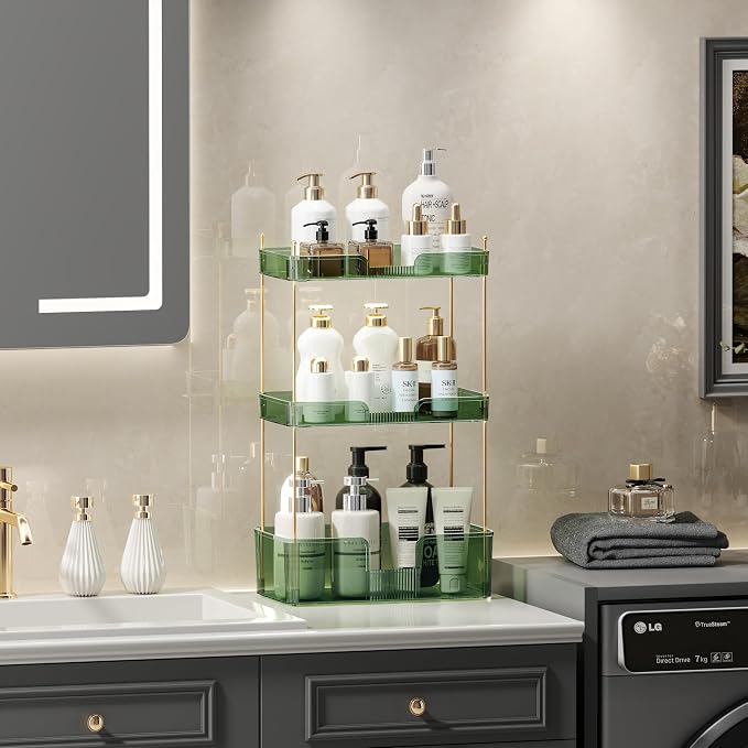 Akinbas 3 Tier Bathroom Organizer Countertop Makeup Perfume Tray Skincare - Image 2