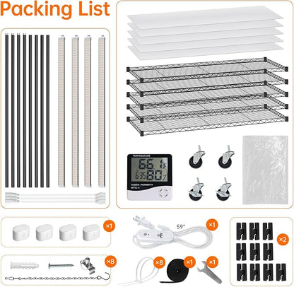 Bstrip Indoor Greenhouse with Grow Light, 5-Tier 47.2"x17.8"x71" Metal Plant - Image 9