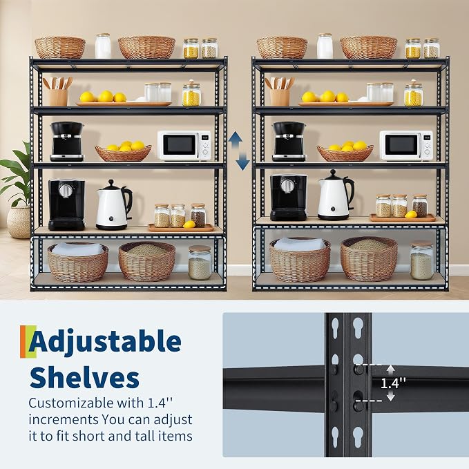 PeakPursuit Storage Shelving Unit, 5-Tier Adjustable Metal Storage Shelves - Image 7