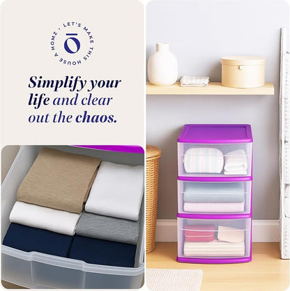 HOMZ 2-Pack Drawer Tower, 3-Tier Clear Plastic Storage Organizer Cart, and - Image 7