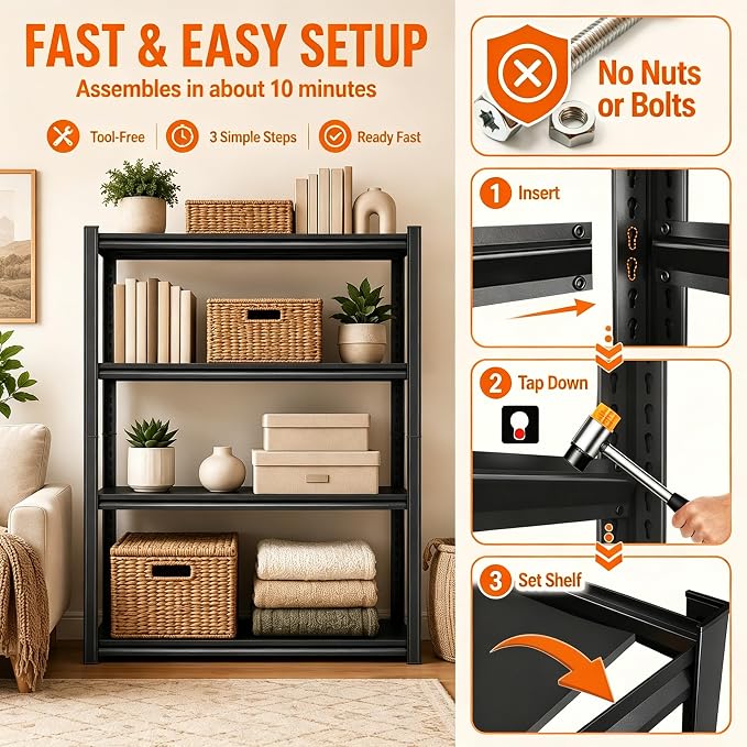 PRESTELION Garage Shelving 4-Tier Metal Storage Shelving Unit, 2000 LBS Total - Image 9