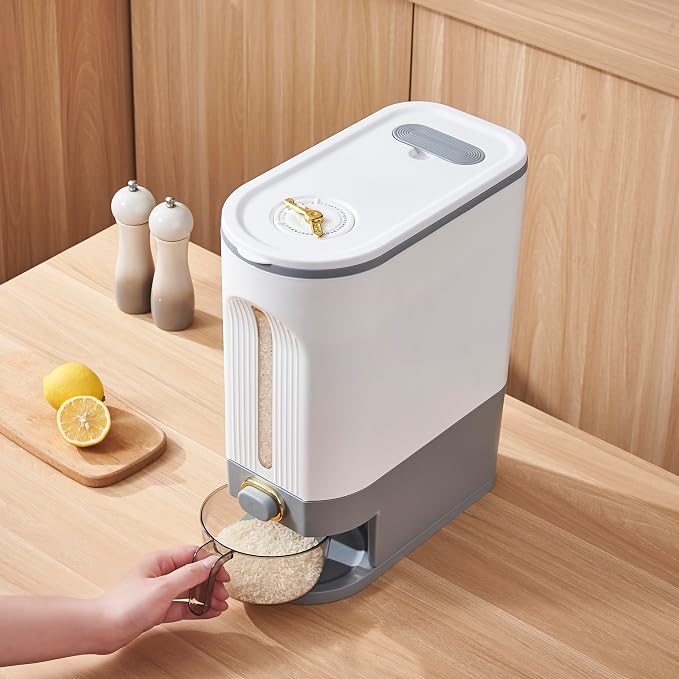 Sooyee 22 Lbs Rice Dispenser, Large Grain Container Storage - Image 4