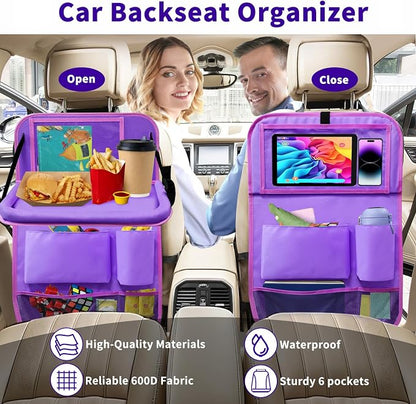 Car Backseat Organizer with Tray, Seat Back Table Holder with 6 Storage Pockets - Image 4