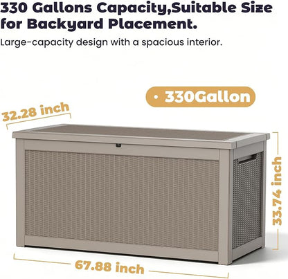 PatioZen 330 Gallon Outdoor Storage Box, Heavy Duty Resin Large Deck Box - Image 2