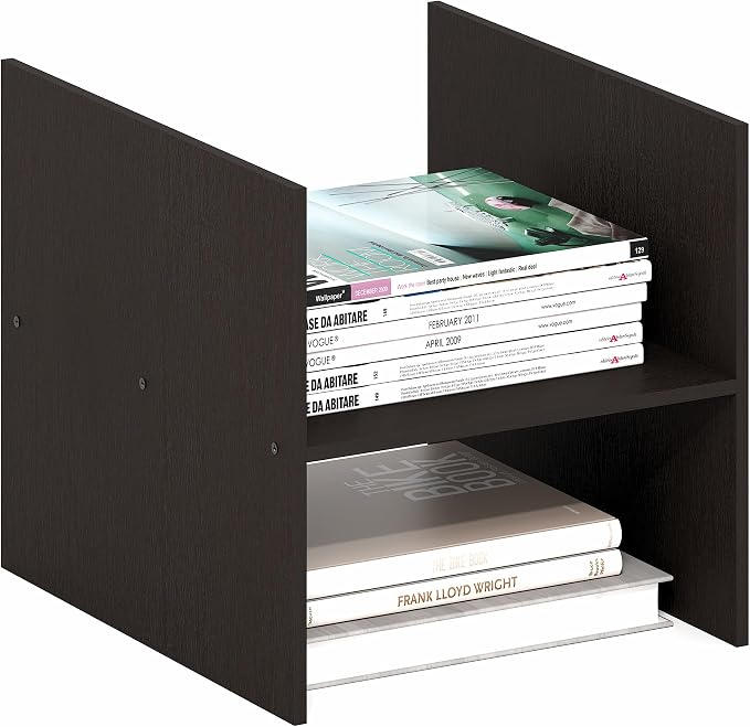 Furinno Cubicle H-Shelf Cube Insert, 2-Tier Cube Organizer, Dark Oak | 12.9W x by Furinno-FitsYourSpaceFitsYourBudget