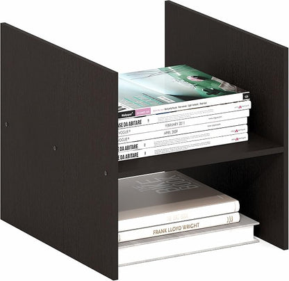 Furinno Cubicle H-Shelf Cube Insert, 2-Tier Cube Organizer, Dark Oak | 12.9W x by Furinno-FitsYourSpaceFitsYourBudget
