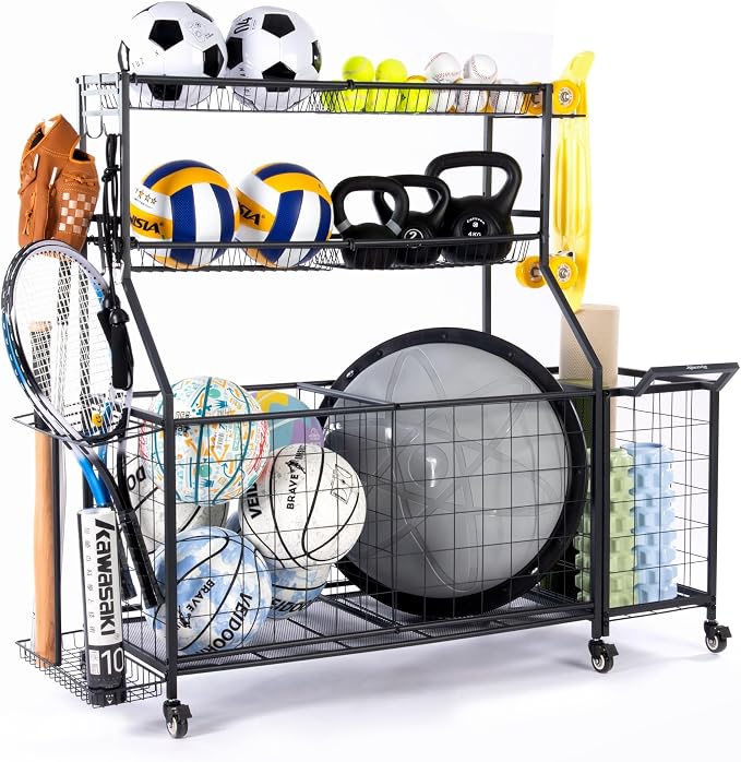 SpaceWise Sports Equipment Organizer – Garage Ball Storage Rack by Unknown