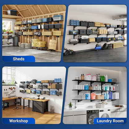 FLEXIMOUNTS 2 Pack 3-Tier 1x4ft Garage Storage Wall Shelving, 12x48inch per - Image 9