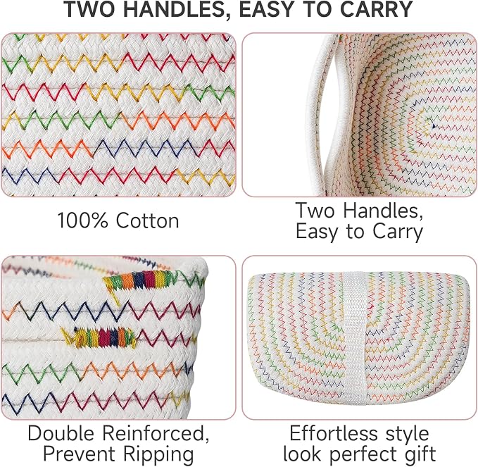 3-Pcs Shelf Baskets for Organizing, Closet Organizer Bins, Small Woven Baskets - Image 6