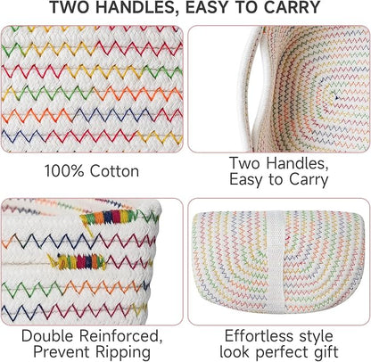 3-Pcs Shelf Baskets for Organizing, Closet Organizer Bins, Small Woven Baskets - Image 6