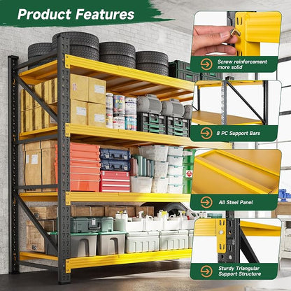 Letaya 4000LBS Heavy Duty Storage Shelves, 4 Tier Large Tall Industrial Shelving - Image 5