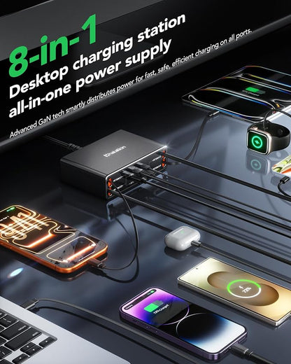 8-in-1 Retractable Charger for Apple Samsung USB C Gan Multiple Devices | 105W - Image 2