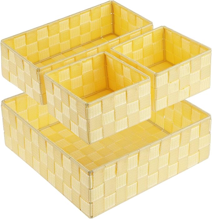 Posprica Woven Storage Baskets for Organizing, Small Black Baskets Cube Bin by Posprica