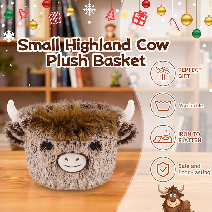 Highland Cow Plush Basket, Highland Cow Gift Basket - Image 3