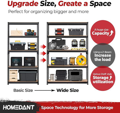 HOMEDANT 5 Tier Storage Shelves Adjustable Laminated Boltless Garage Metal - Image 6