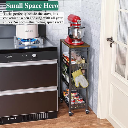 Utility Slim Storage Cart, 4-Tier Narrow Bathroom Organizer and Storage Cart - Image 3