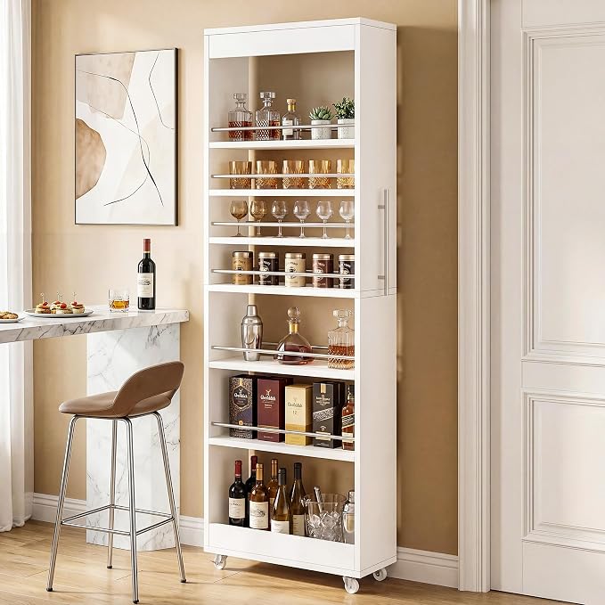 Tribesigns 73" Tall Slim Storage Cart on Wheels, 7-Tier Narrow Pantry Cabinet - Image 4