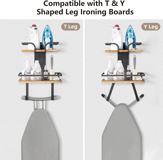 VINAEMO Ironing Board Hanger Wall Mount, 2-Layer Iron and Ironing Board Holder - Image 2