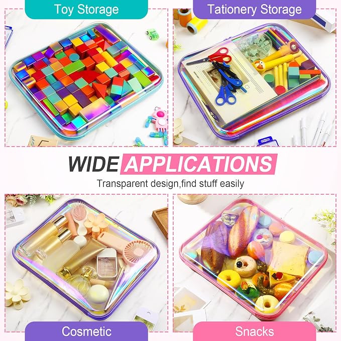 Sanwuta 6 Pcs Clear Hard Zipper Case Hard Plastic Zipper Pouches Transparent - Image 7