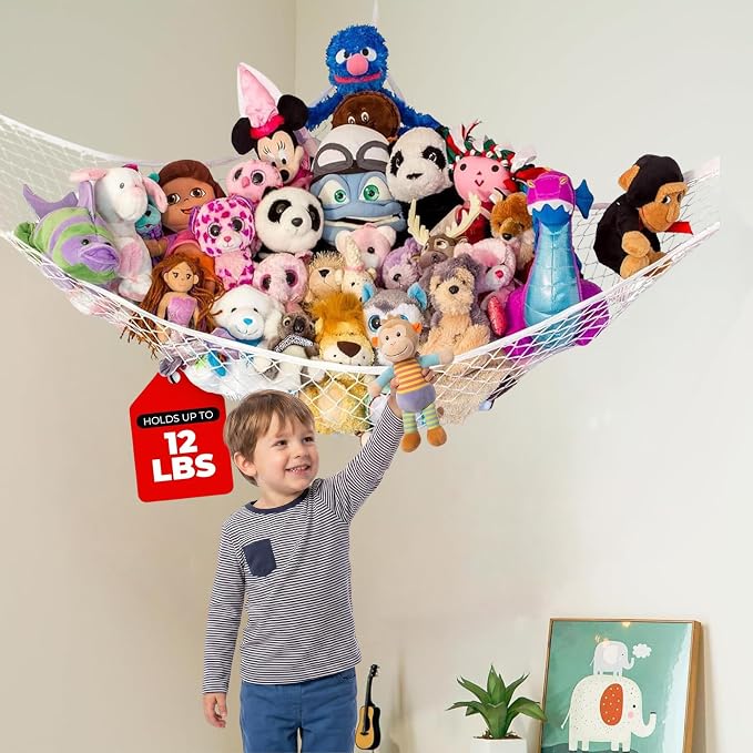 Stuffed Animal Hammock, Large | Corner Stuffed Animal Storage & Plushie Net | by LillysLove