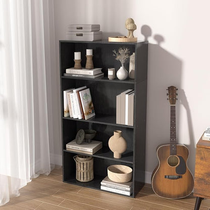 4 Tier Book Shelf, 4 Cube Storage Organizer, 4 Tier Low Bookcase Storage - Image 2