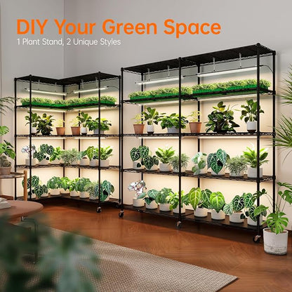 Bstrip 5-Tier Plant Shelf with Grow Light, Large L-Shaped or Long Shape Indoor - Image 2