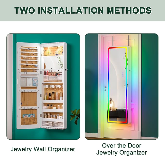 HNEBC LED Mirror Jewelry Cabinet - Image 7